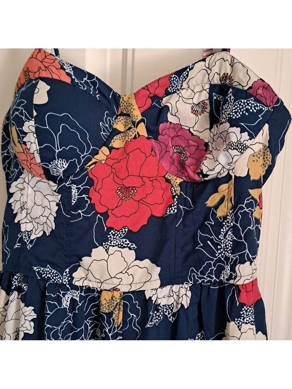 BAND OF THE FREE bold floral palazzo pant jumpsuit coastal lined padded top LG - Picture 5 of 10
